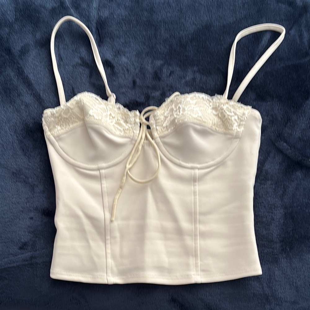 Elegant Cream Lace-Trimmed Women's Top